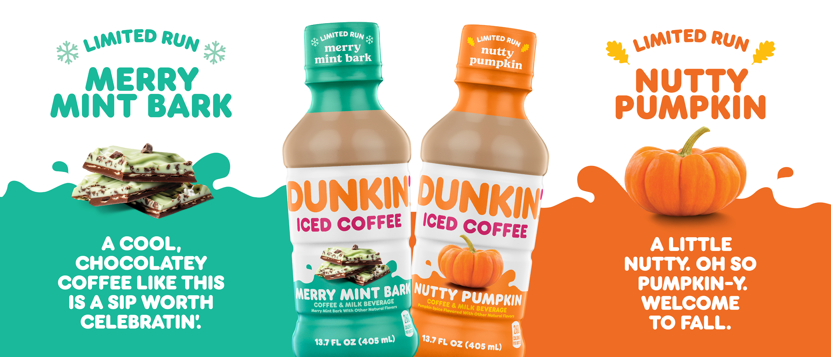 Limited time Dunkin drinks merry mint bark, and Nutty pumpkin