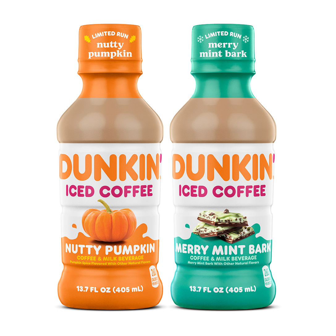 four bottles of dunkin iced coffee
